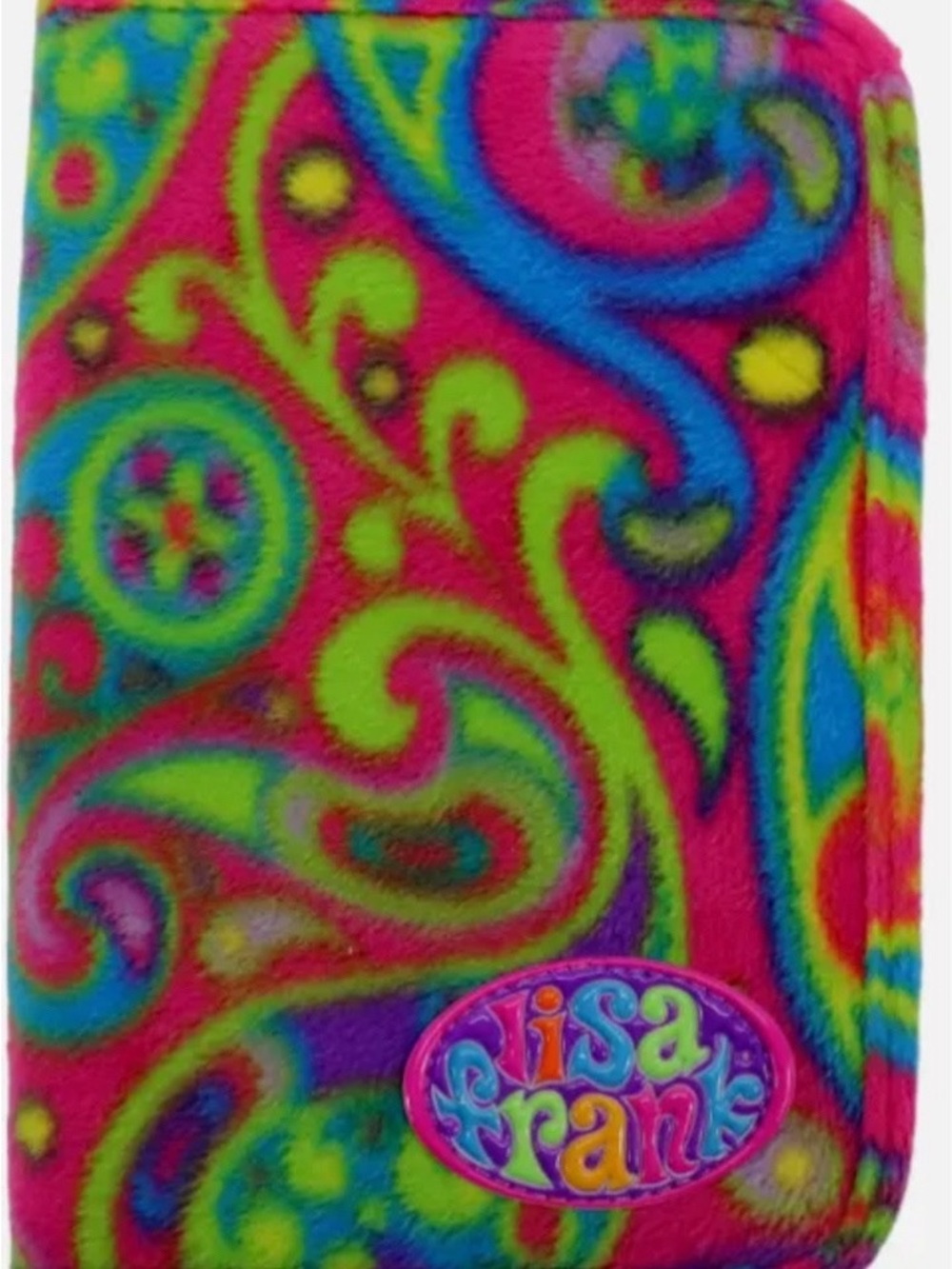 Lisa Frank Bright Neon Paisley Plush Cover in Pink, Green & Blue
